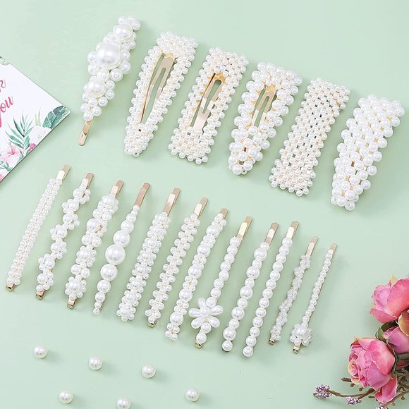 Accessories - 18 Pcs Pearl Hair Clips Large Hair Clips Pins Barrette Hair for Women Girls